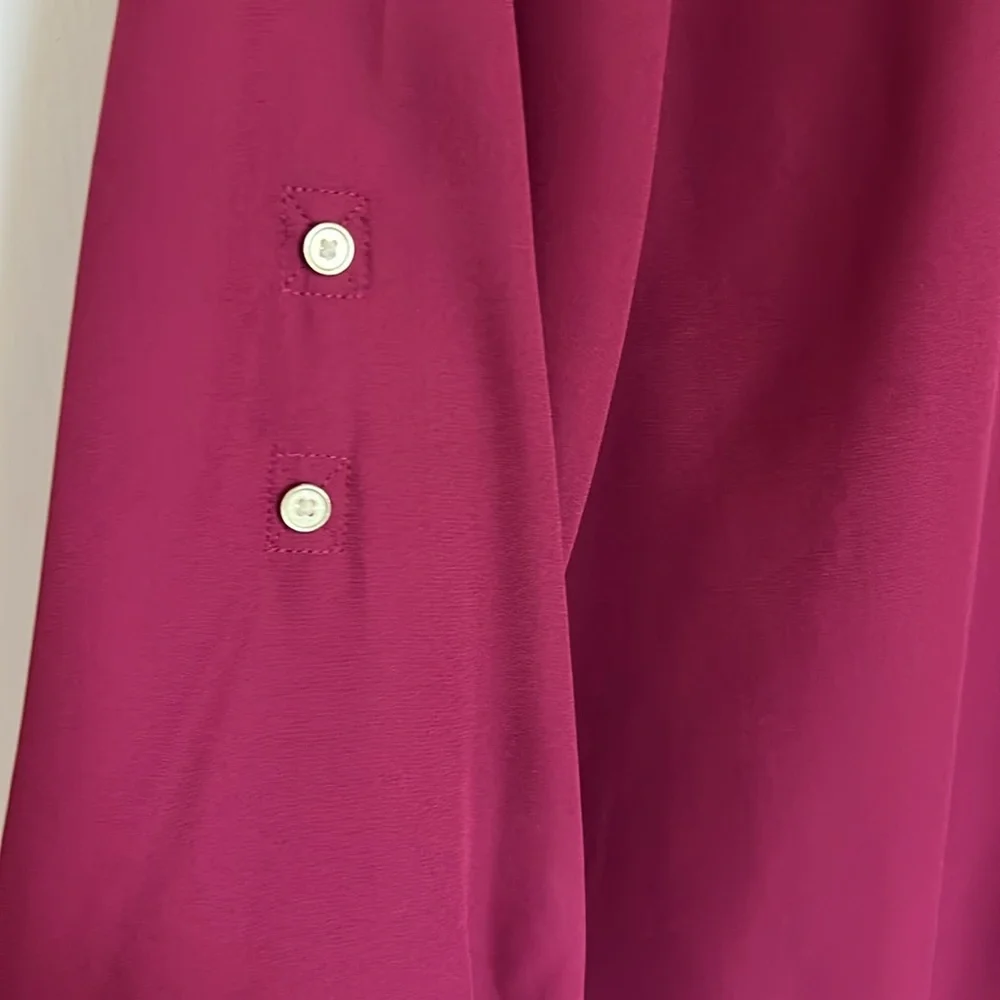 Maurices Women’s Large Burgundy Semi sheer Bouse with 3/4 sleeves - Picture 4 of 5